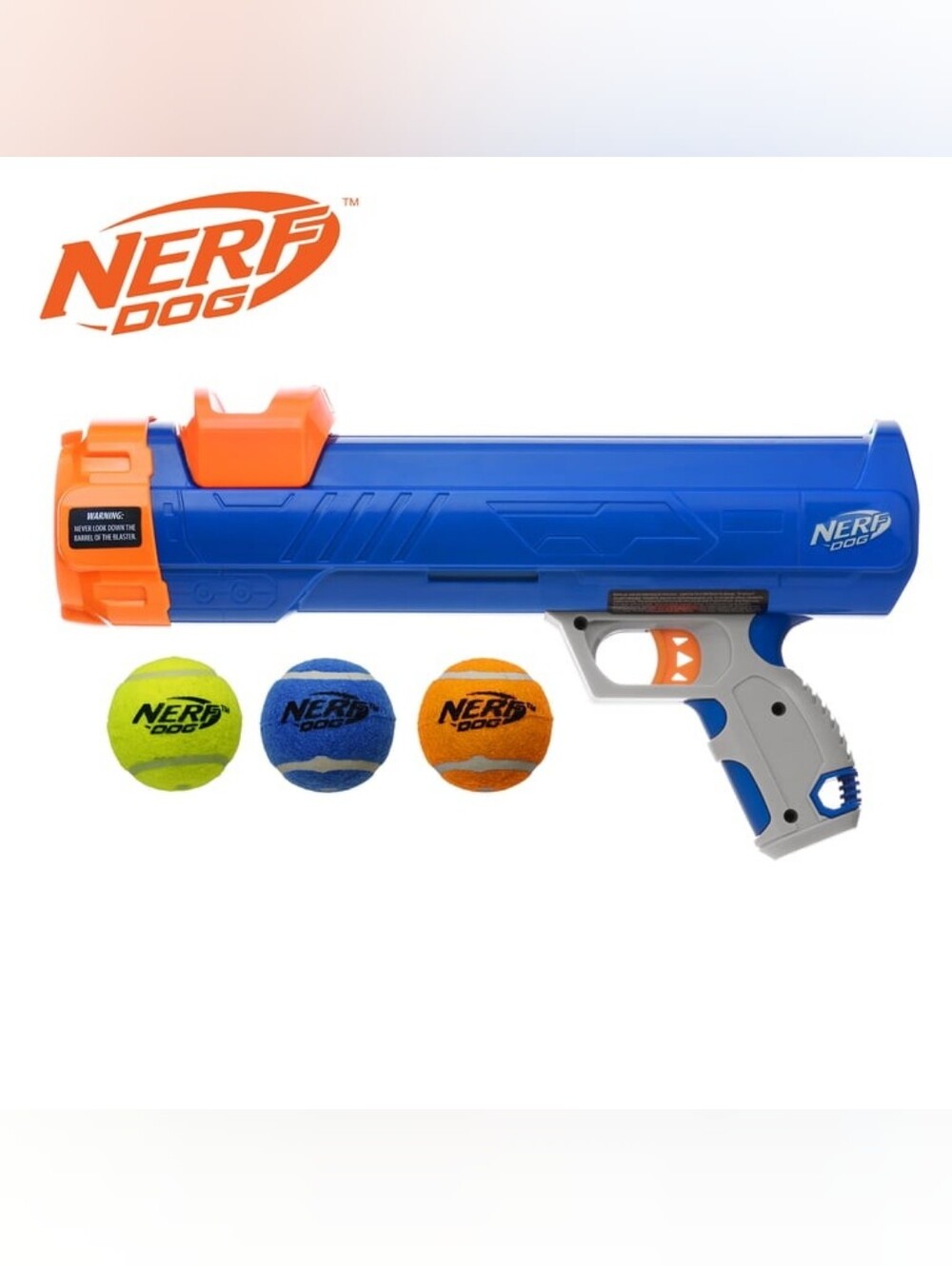Nerf 12in Tennis Ball 35ft Blaster Dog Toy with 3 Balls- Brand New